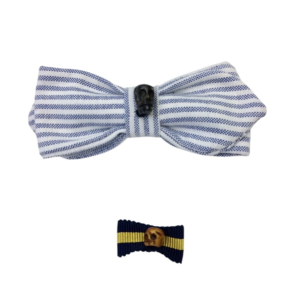 Vanities Skull Stripe Bow Tie and Lapel Button Pin - Picture 1 of 7